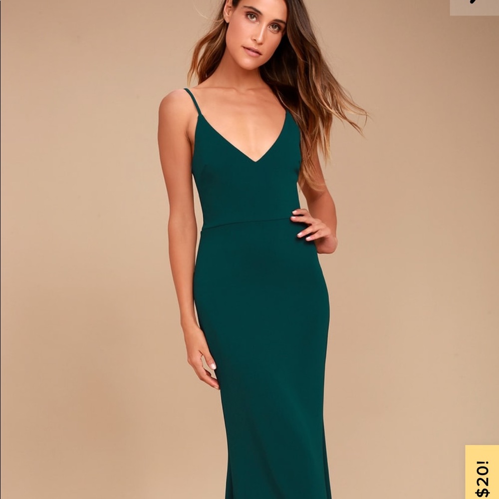 Lulu’s Infinite Glory Forest Green Maxi Dress